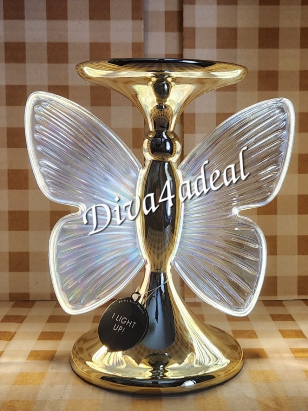 Bath & Body Works BUTTERFLY Illuminated Pedestal Light-up 3-Wick Candle Holder